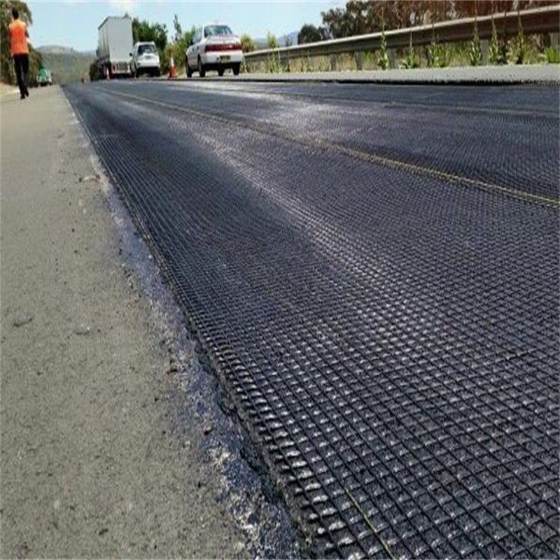 The fiberglass geogrid used in the road construction